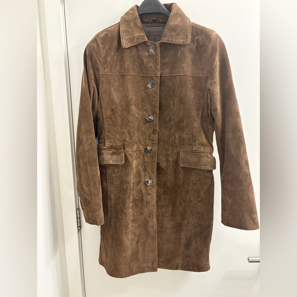 Women's Brown Suede Coat - Picture 8 of 11